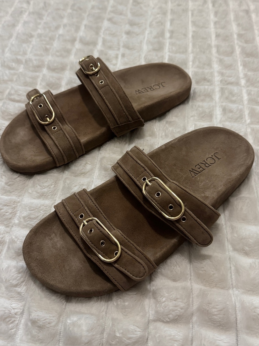 J‎ Crew 9 Kira Brown Suede Double Buckle Slide Sandals